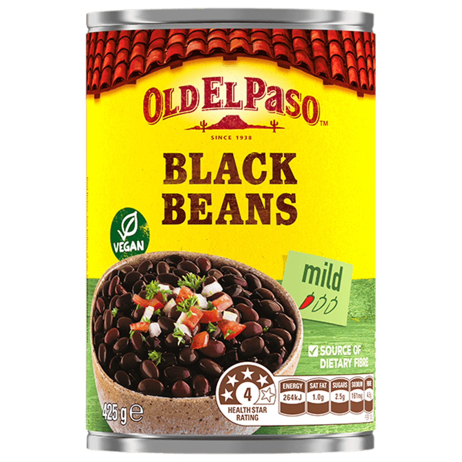 a can of Old El Paso's mild black beans (425g)